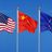 Flags of USA, China and Europe