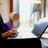 A woman using a laptop