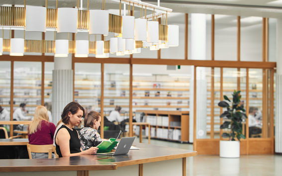 Student studying in the library 