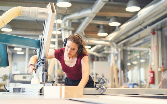 Student working at a lab