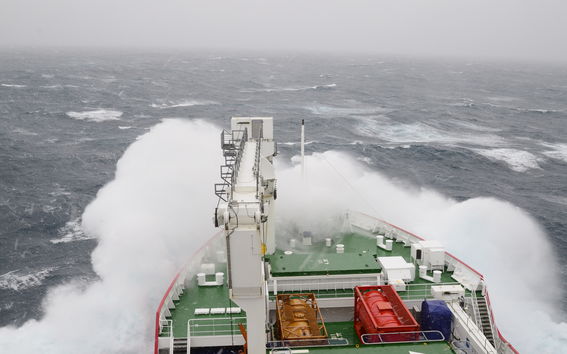 S.A. Agulhas in storm