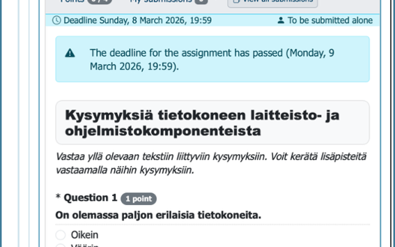 A+ ELEC-C7222 Finnish questionnaire example