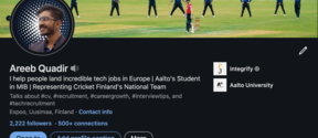 Screen capture from Areeb's LinkedIn profile