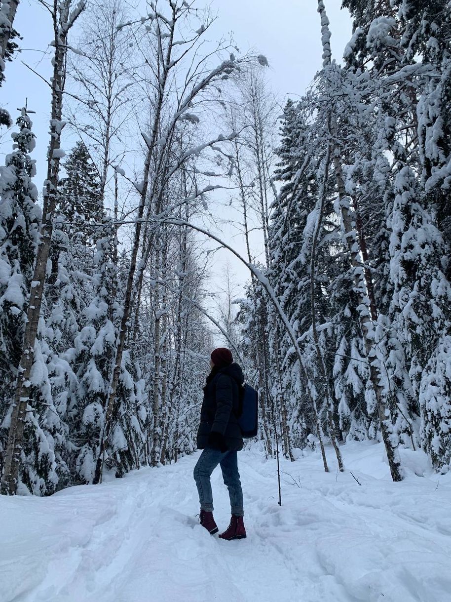 Madina walking in Nuuksio 