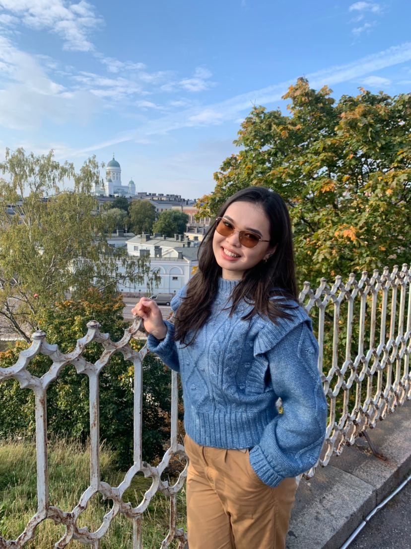 Madina posing with the beautiful Helsinki panorama in the background. Photog. Katarzyna Wojdalska