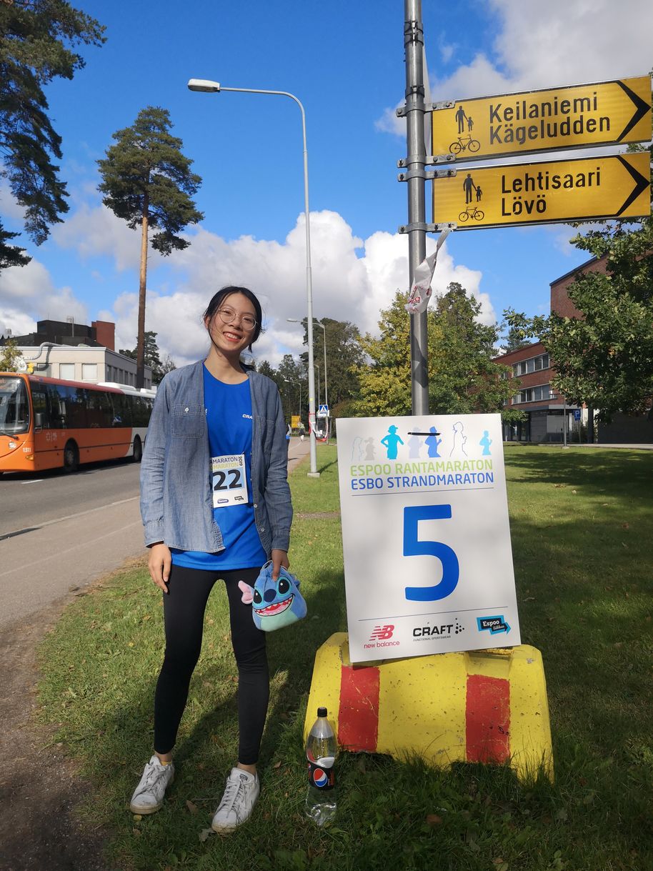 Shuangyi participating in a marathon