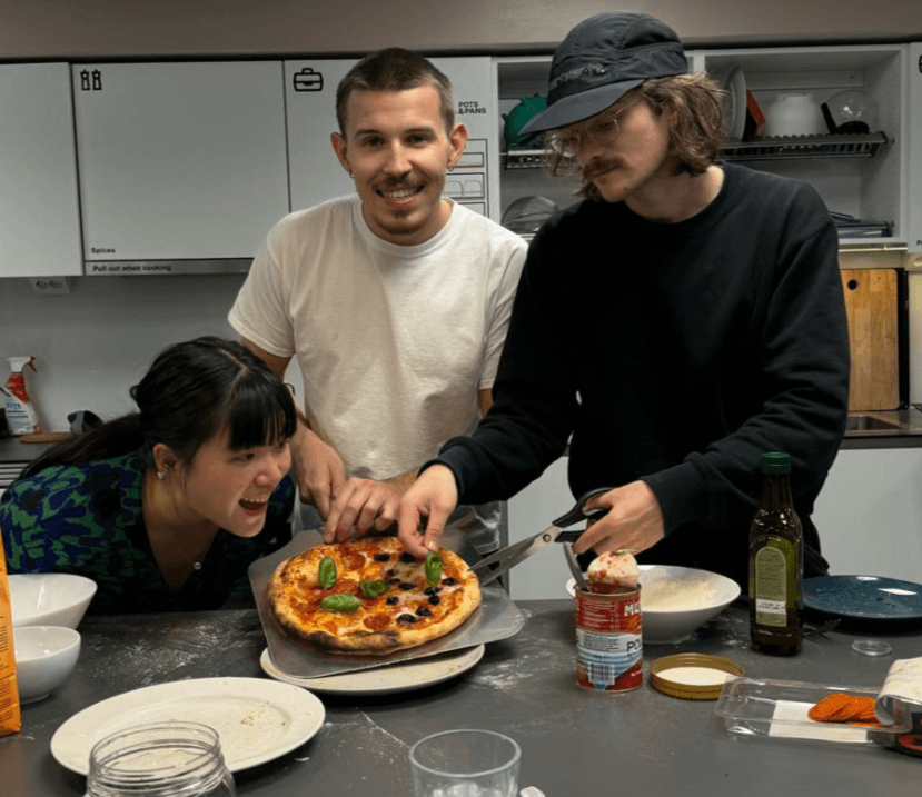 Students cooking together