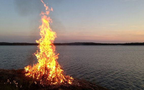 Bonfire during Finnish midsummer