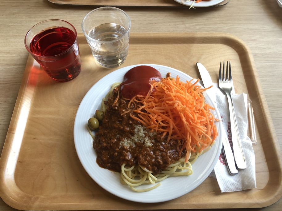 Lunch from Taffa - famous spaghetti served on Wednesday
