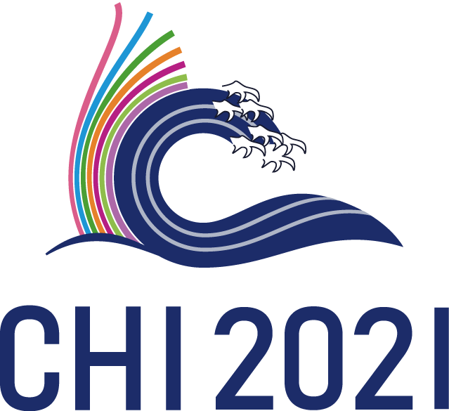 CHI 2021 logo with element reminding art work of The Great Wave off Kanagawa